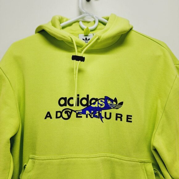 Adidas Adventure Lime Green Hoodie Mens  Size S Kangaroo Pocket Drawstring Hood - Picture 8 of 12